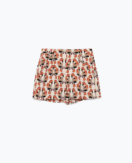 Zara High waist printed shorts ecru 