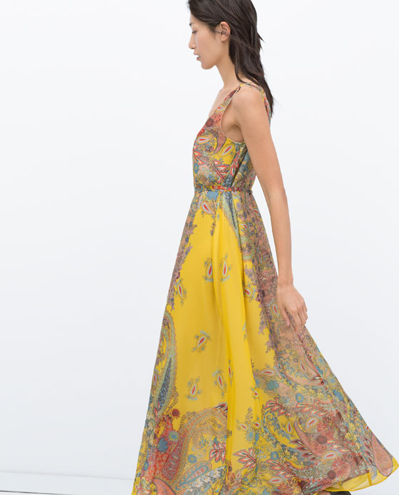 zara yellow print dress