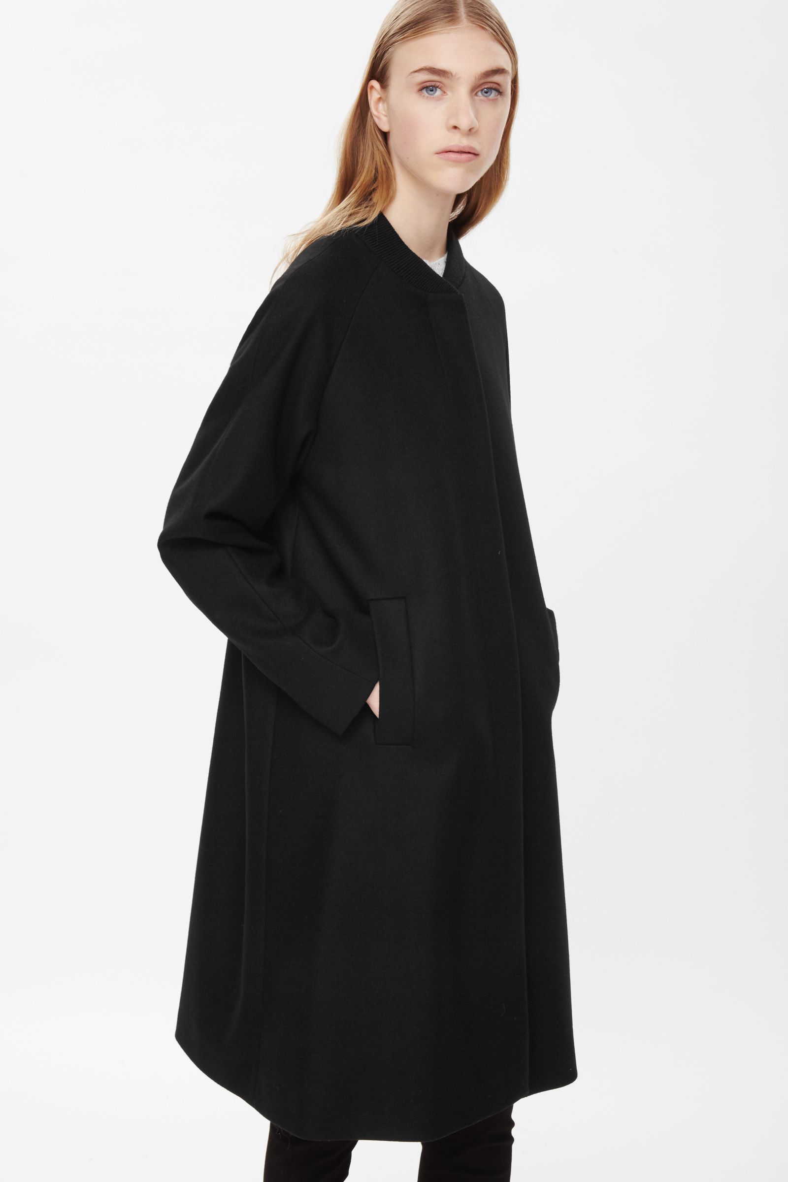 COS RIB-NECK WOOL COAT black | Style Point of View Blog