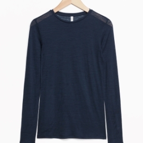 & Other Stories Long-Sleeved Wool Top navy (100% wool)